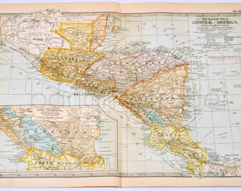 1902年中央アメリカのアンティーク地図 - アンティーク中央アメリカ