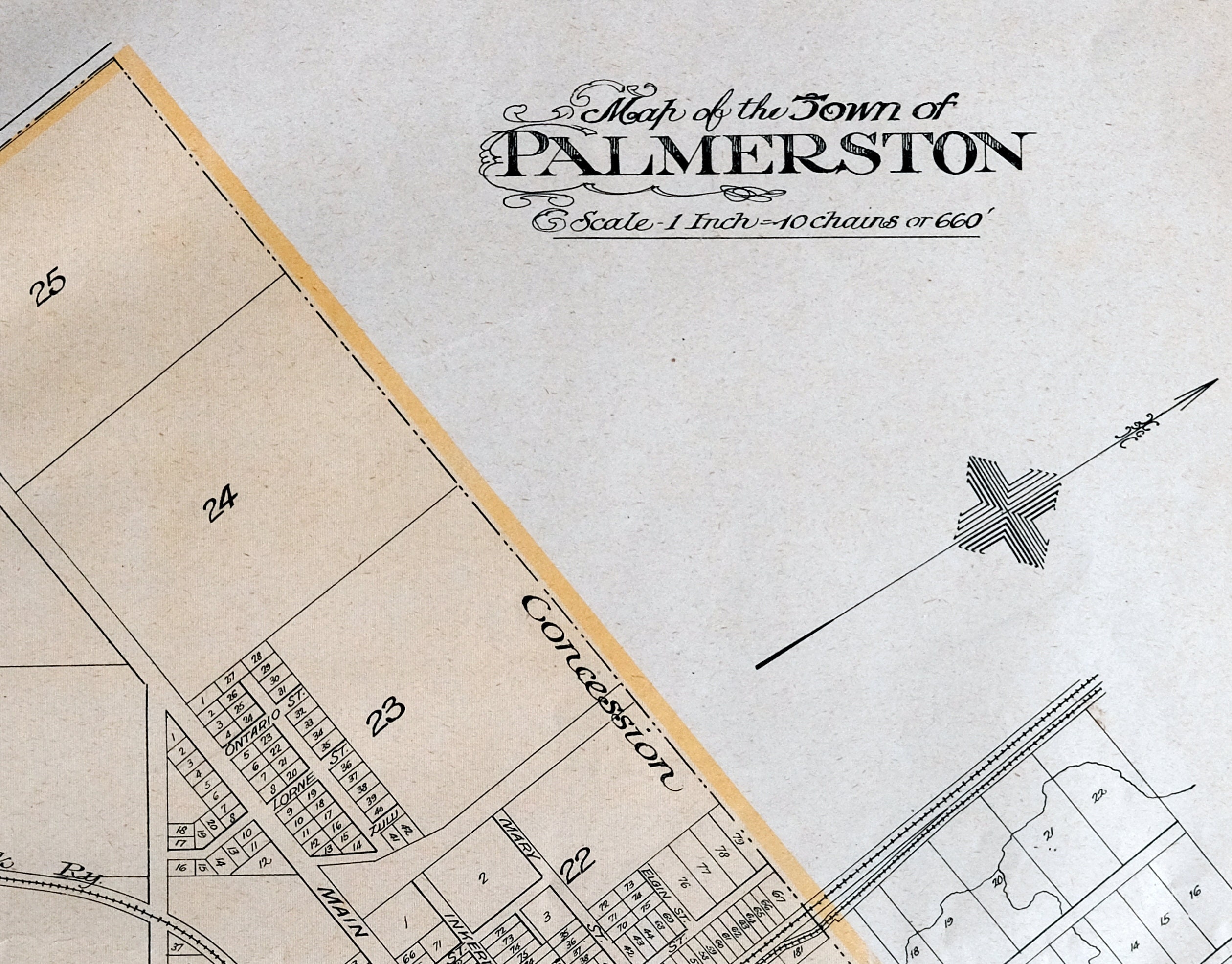 1906 年オンタリオ州ウェリントン郡パーマストン町の古地図 - Etsy 日本