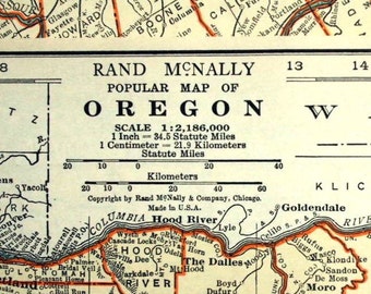 1937 Antique Map of Oregon