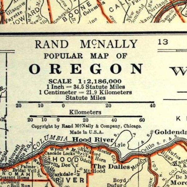 1937 Antique Map of Oregon