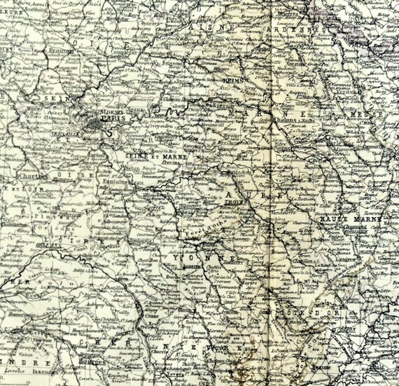 1897 年北東フランスのアンティーク地図 - N101 - フランスの
