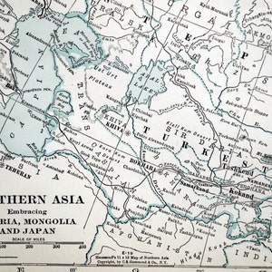 1919 Antique Map of Northern Asia, showing Siberia, Mongolia, and Japan - Asia Antique Map - Antique Northern Asia Map - Large map