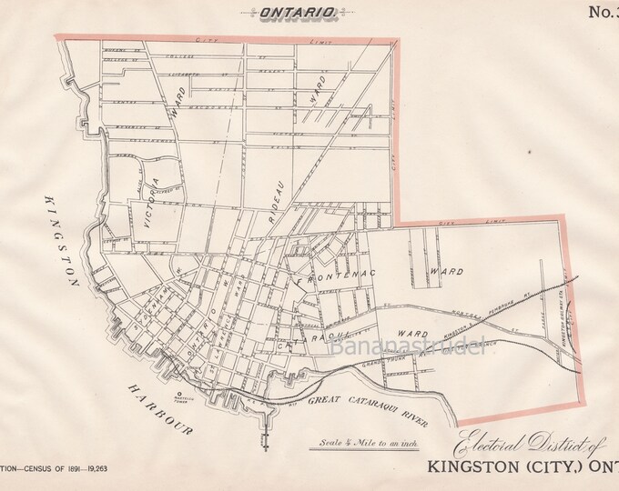 Antique Map of Kingston, Ontario 1895 Electoral Map It's Where You Live ...