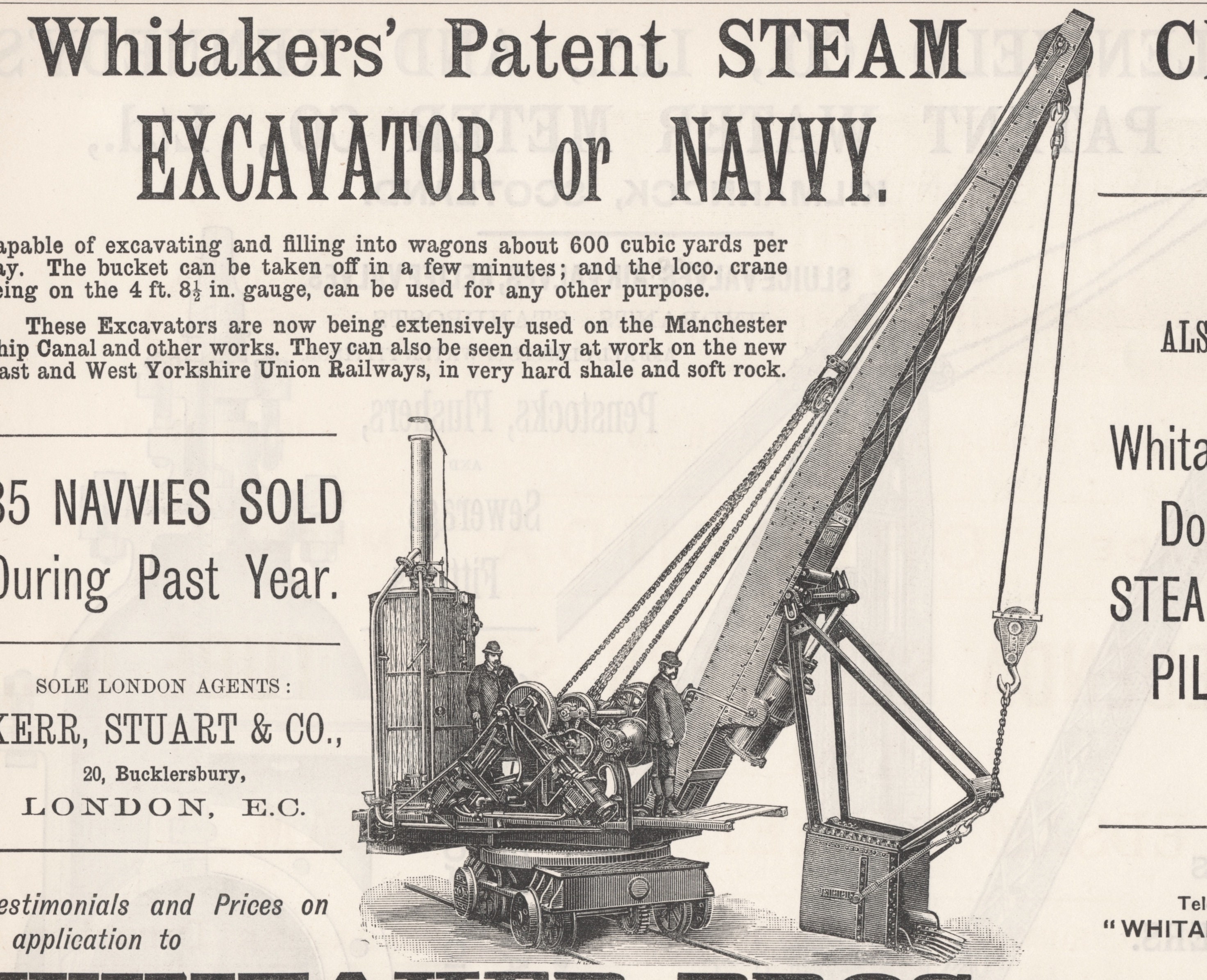 Page of Antique Advertisements for Steam Cranes and Steam Traps  - Published 1889