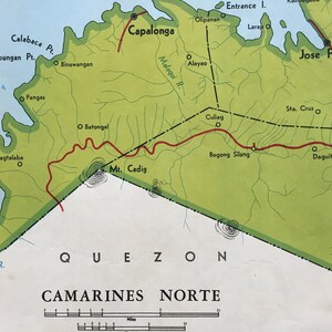 Camarines Norte, Philippinen - SELTENE große Vintage Karte von 1959 - Daet - Jose Panganiban - Capalonga - Vinzons - Paracale - Labo
