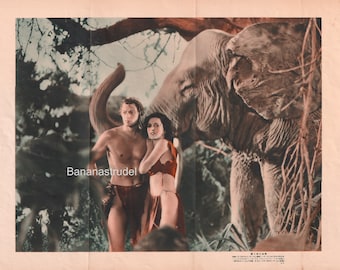 Large Vintage Print - Tarzan the Ape Man - Johnny Weissmuller - Maureen O'Sullivan - Original Print from 1930s Japanese Movie Magazine - MGM