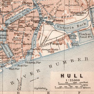 1906 Antike Stadt Karte von Hull, UK - Kingston upon Hull - East Yorkshire