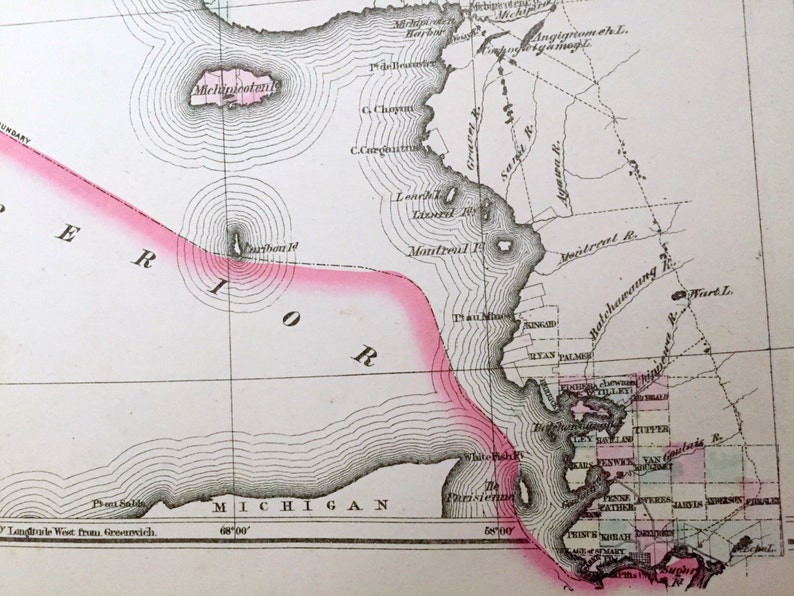 1875 Antique Map of Algoma District Western Part Ontario Etsy