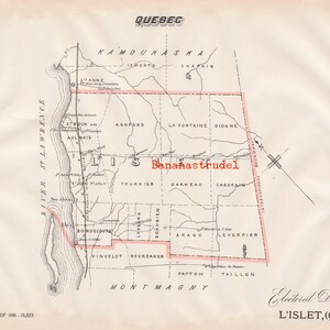Antike Karte von L'Islet, Quebec - 1895 Wahlurnen Karte - Hier leben Sie