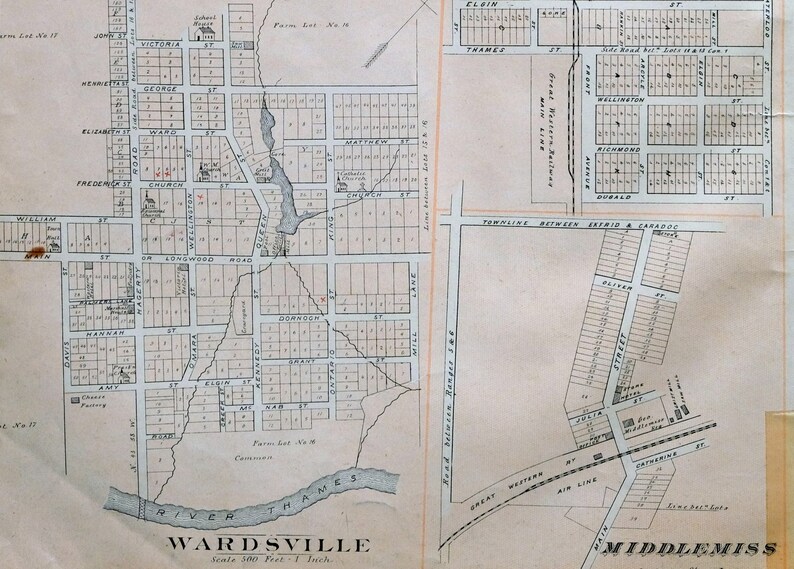 1878 Rare Antique Map of Newbury Appin Wardsville and Etsy