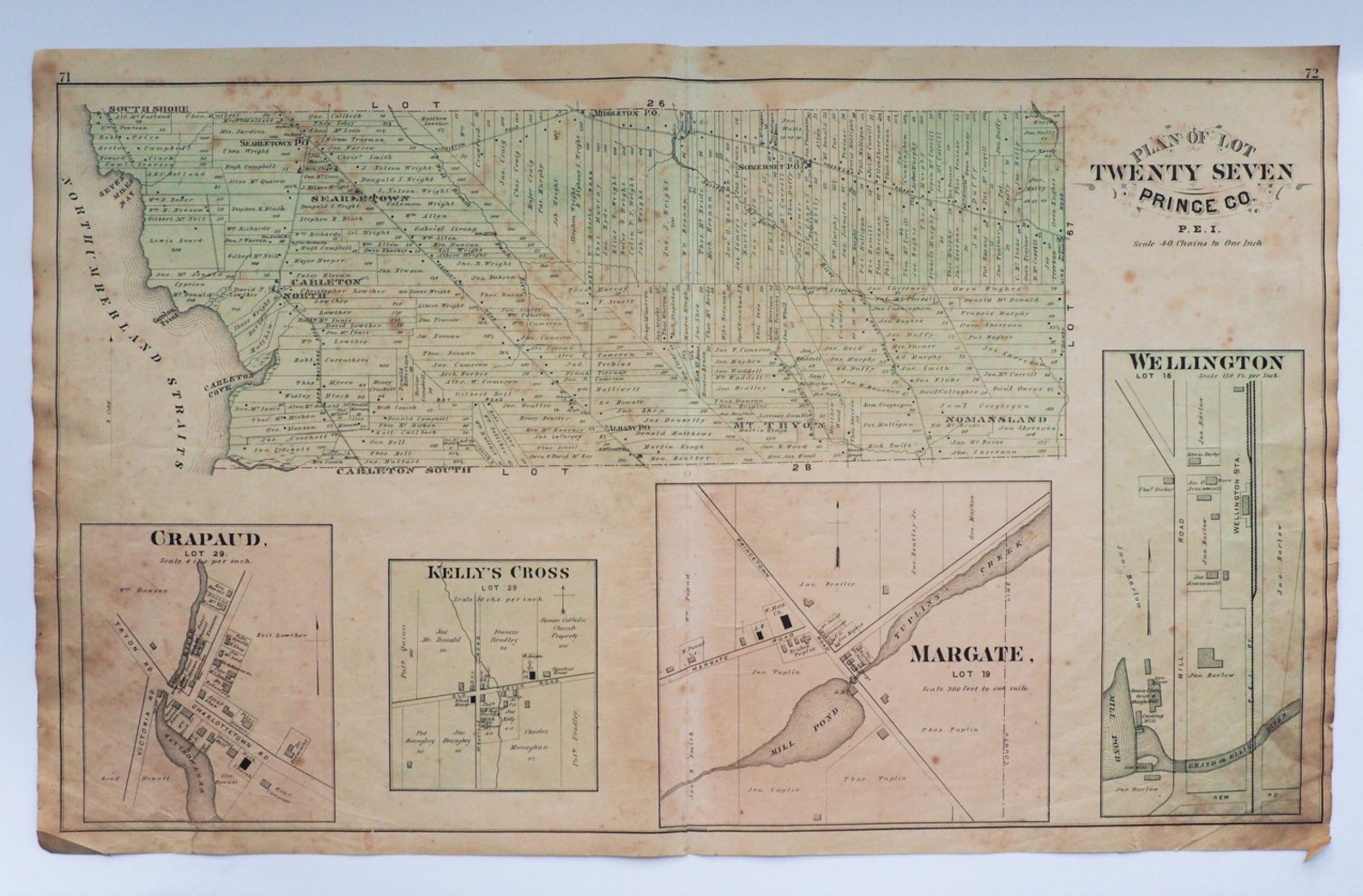 Antique Map of Prince Edward Island Lot 27 Crapaud Etsy