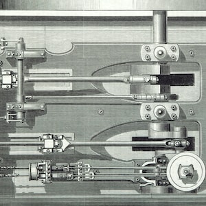 Antique Print of Compound Condensing Engine - October 4, 1878 Technical Drawing from The Engineer - Engineering Drawing - Gift for Him