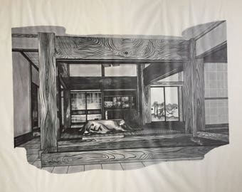 Large Vintage Japanese Architectural Home Interior Print on Parchment Paper from 1977 - House Design - Plate 108