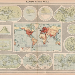 1922 古代地図の大型印刷 - 紀元前450年から1921年まで - ヘロドトス - ストラボン - メラ - プトレマイオス - ウィート - デ・ウィット - オルテリウス - 地図作成
