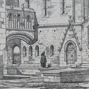 Large Antique Print of Ratisbon Cathedral, Regensburg, Germany - Exterior of North Sacristy - Plate 93 - Published 1872
