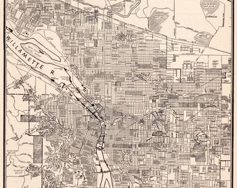 Vintage Map of Portland, Oregon - 1937 City Map