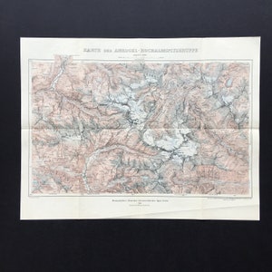 1910 Antike Karte der Ankogel-Hochalmspitzgruppe - mittlere Ostalpen - Hohe Tauern - Salzburg - Kärnten - Österreichische Bergregion