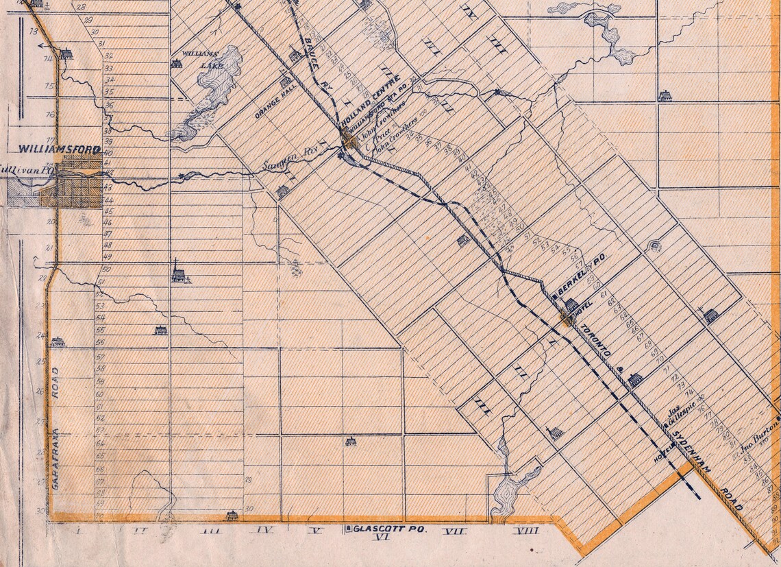 1880 Antique Map of Holland Township Grey County Ontario Etsy