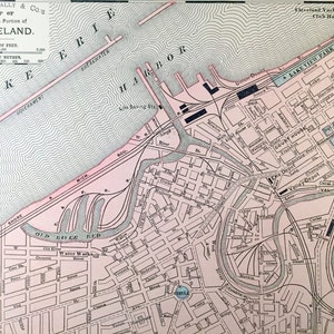 Carte ancienne de Cleveland, 1900, partie principale