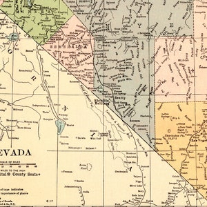 Ancienne carte du Nevada - Publiée en 1919