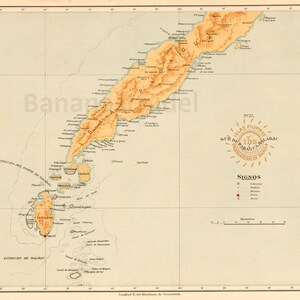 1900 年フィリピン南部パラワン島の珍しいアンティーク地図 - パラグア島 - バラバク - バグソック - 地図 25