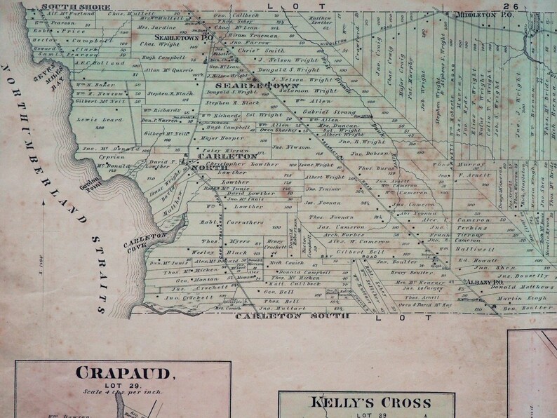 Antique Map of Prince Edward Island Lot 27 Crapaud Etsy
