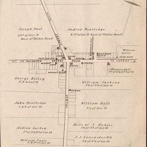 Rare carte ancienne de Lambeth - comté de Middlesex - Ontario - publiée en 1878