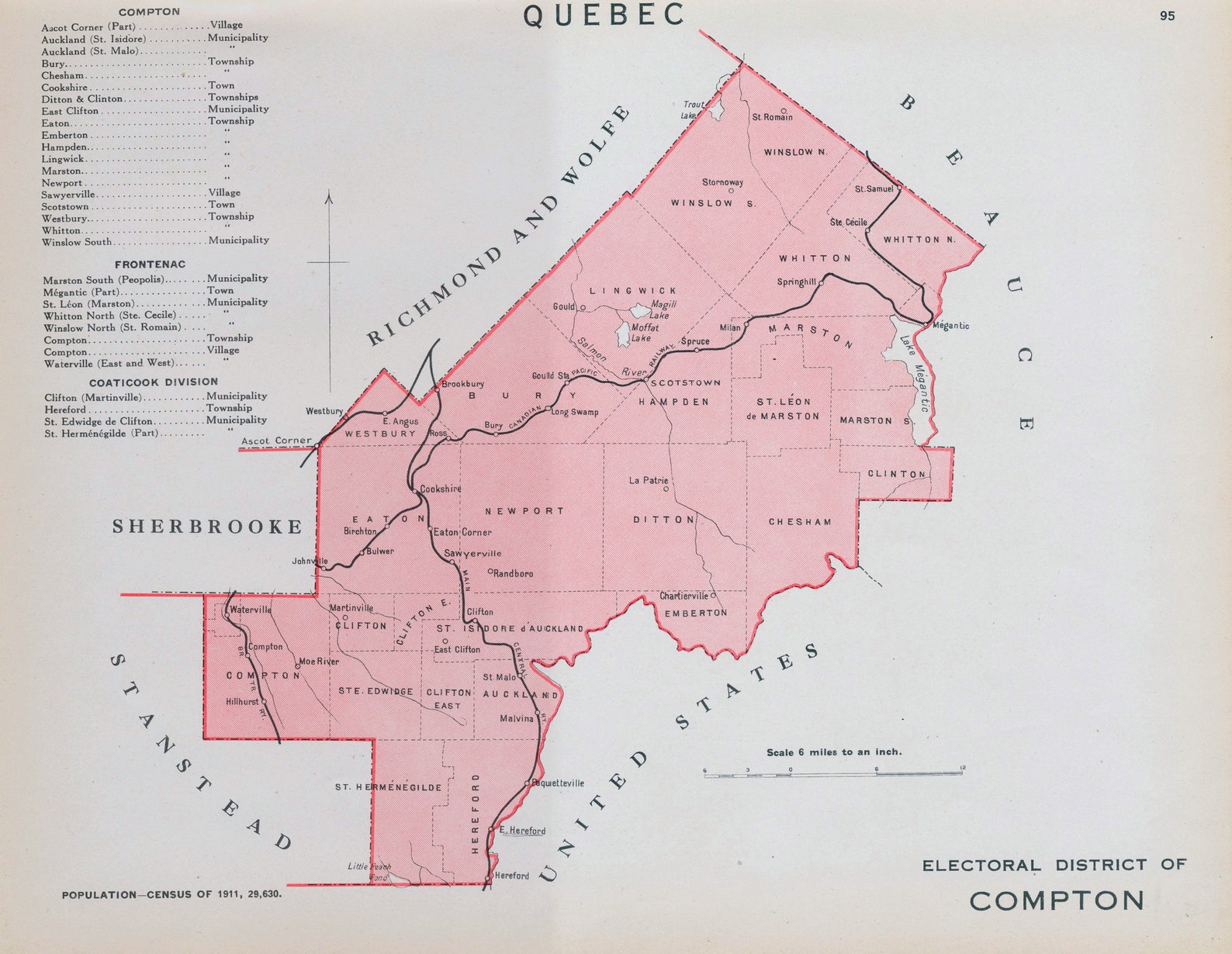 Antique Map of Compton Quebec Canada 1915 Vintage Etsy
