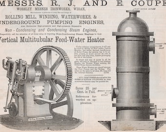 Page of Antique Advertisements for Pumps and Pumping Engines - Published 1879