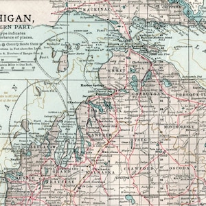 Antique Map of Michigan - Southern Part - 1903 Vintage Map