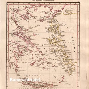 1828 Antike Karte von Crete - Ägäisches Meer - Pfeilschmied Karte