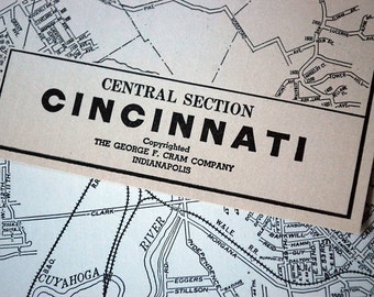 Mapa Cincinnati, Ohio, z 1937 roku – zabytkowa mapa miasta – stara mapa miasta