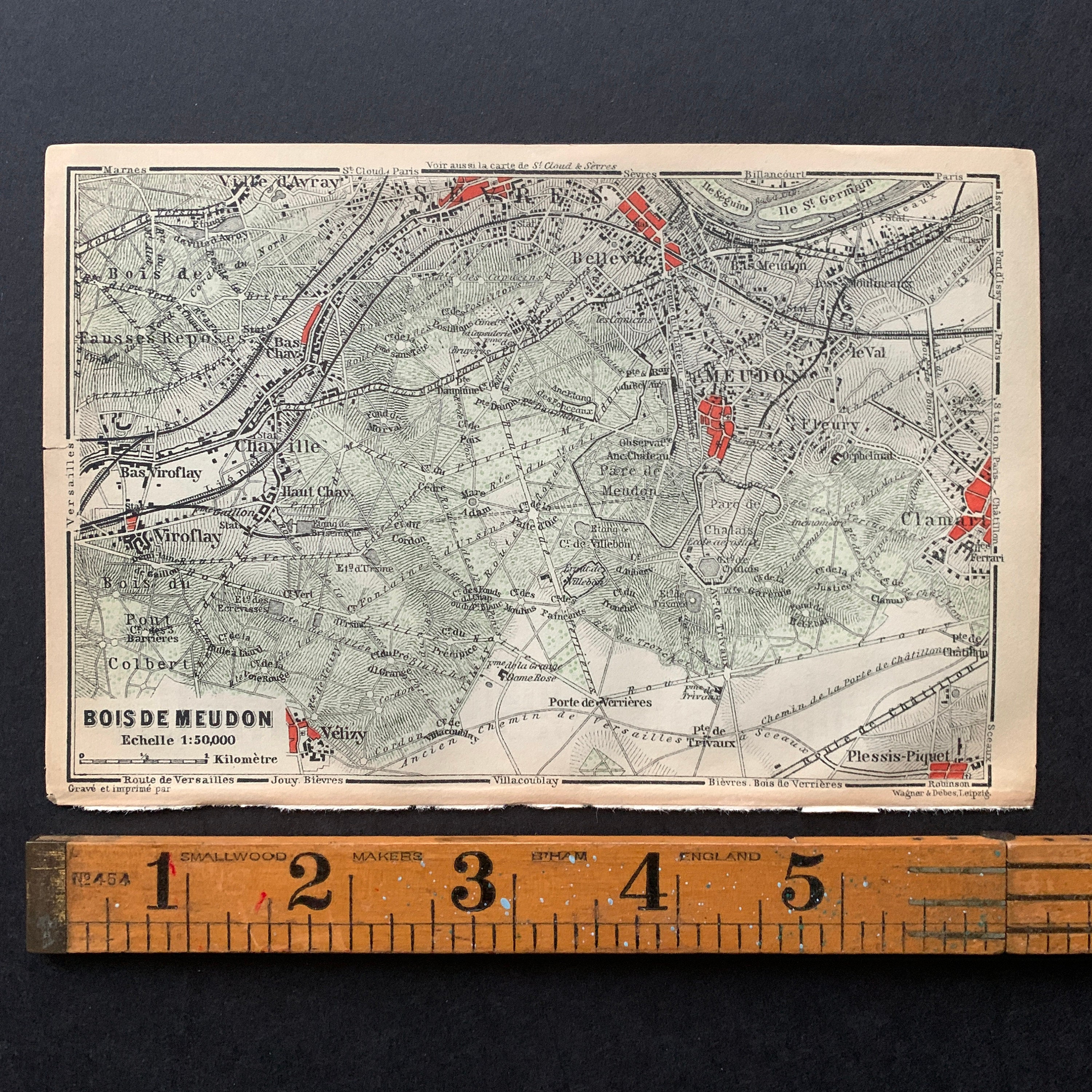 早割クーポン！ ムードンの森のアンティーク地図 1900 - 日本 Etsy - パリ、フランス 地図・旅行ガイド