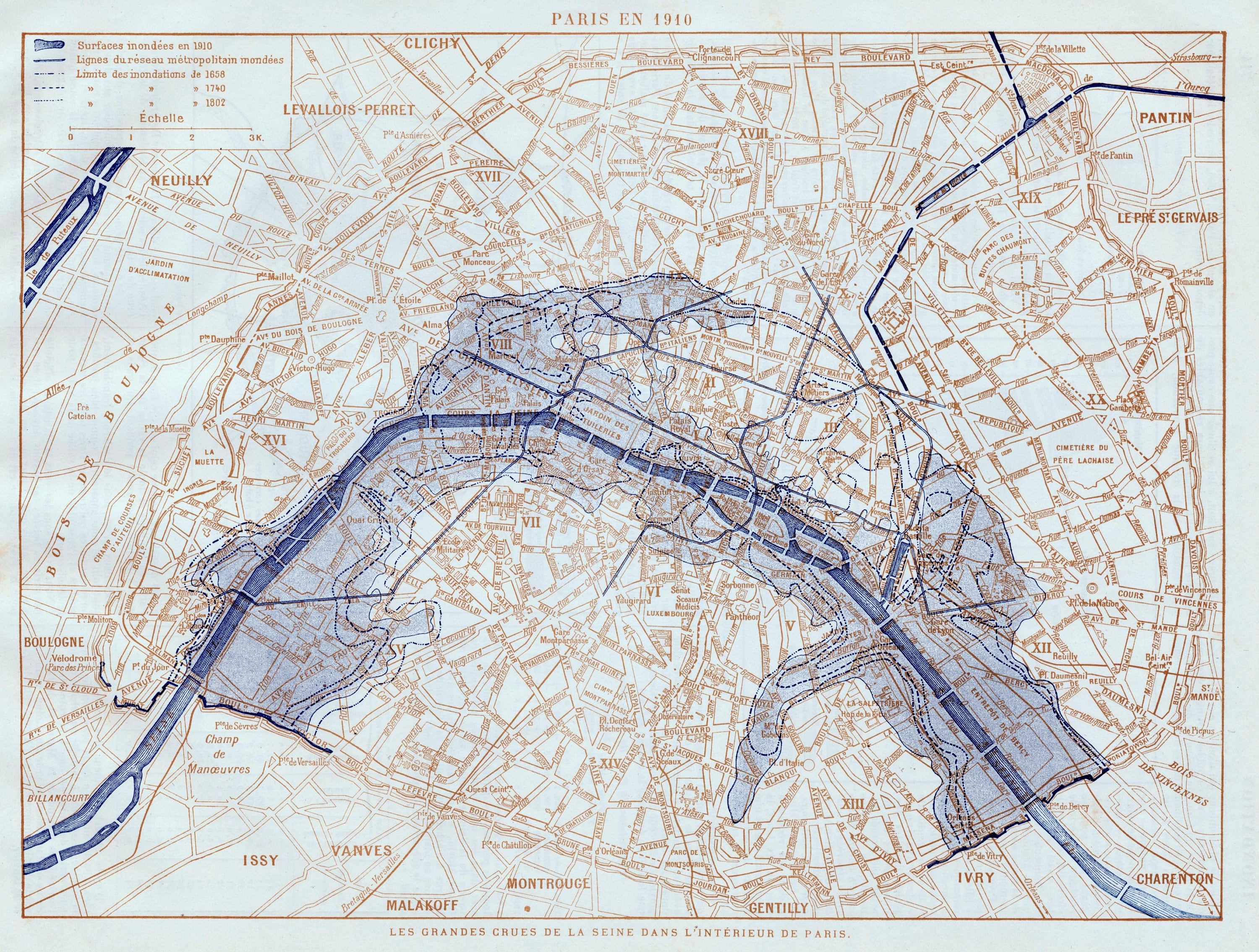 アンティーク、パリの地図 1905 年のパリの記念碑。 Guide Pratique Du Visiteur、パリの