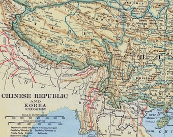 1921年版 中華民国・朝鮮・チベット・モンゴル・満州・新疆の古地図