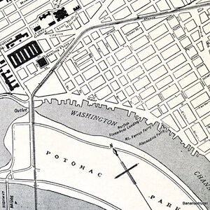 Carte vintage de Washington, DC, 1937 - plan de la ville vintage - plan de la vieille ville