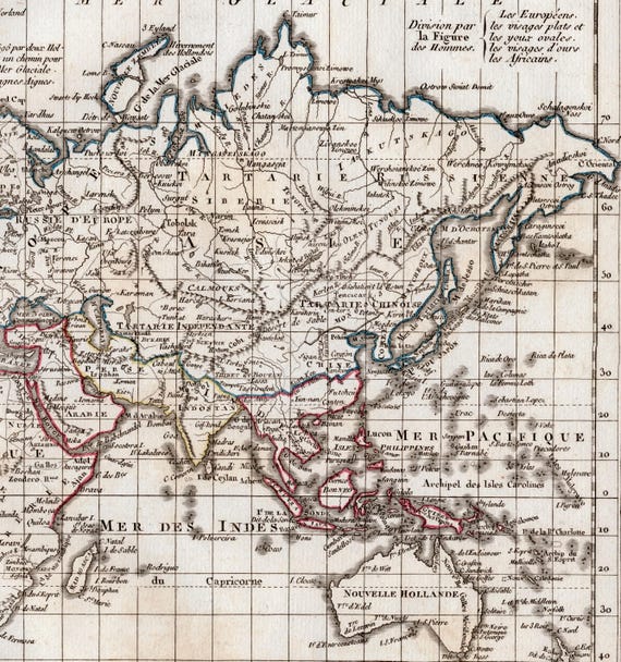 世界地図 - 1812年のアンティーク地図 - 手彩色ヴォーゴンディ