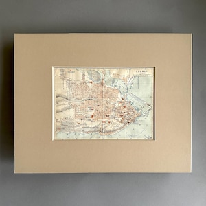 Carte vintage de la ville de Québec, Canada, 1907 - Carte ancienne emmêlée 11 x 14