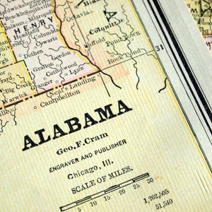 Ancienne carte de l'Alabama - 1888 Carte de l'Alabama