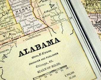 Antique Map of Alabama - 1888 Alabama Map