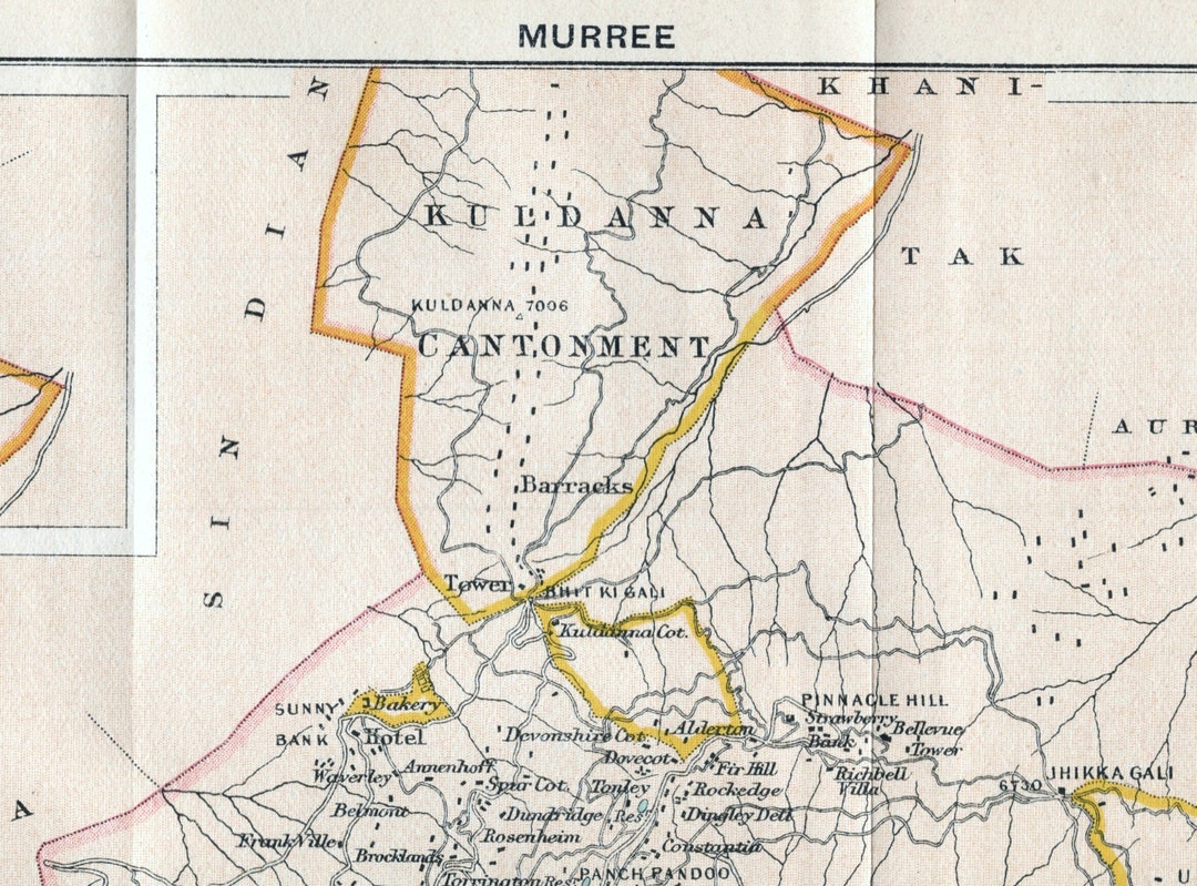 1924 Vintage Map of Murree, India - Pakistan - Etsy