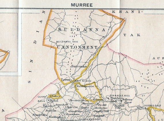 1924 Vintage Map of Murree India Pakistan - Etsy