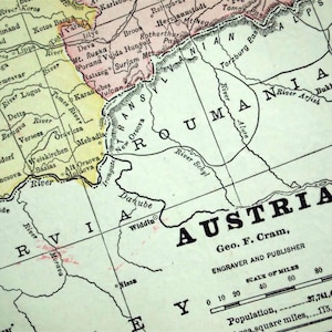 1888 Antike Landkarte von Österreich - Antique Austria Map - Austria Antike Landkarte
