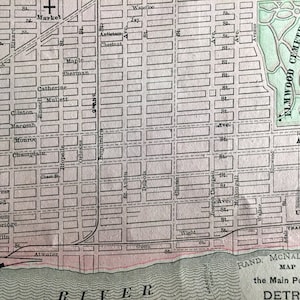 Carte ancienne de Détroit de 1900, partie principale