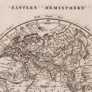 1828 Antique World Map  - Eastern Hemisphere - Africa, Europe, Asia - Hand Coloured