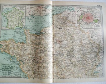 1902 北フランスのアンティーク地図 - パリの挿入図 - アンティーク