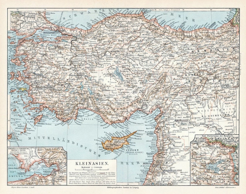 1895 Antique Map of Asia Minor Asia Minor Antique Map Asia - Etsy Israel