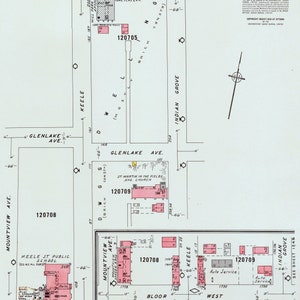 1964 Vintage Map of High Park Area - Toronto - Insurance Maps - Indian Road - Glenlake - Bloor West - Dundas West - Indian Grove - 1247-1248
