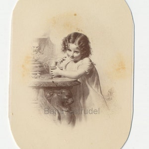 1860s - 1870s Antique CDV Photograph. Young Girl with Jam or Makeup