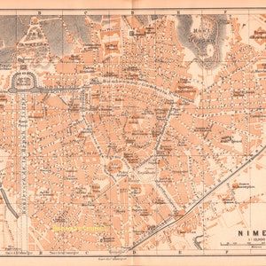 Carte ancienne de Nîmes, France - 1907